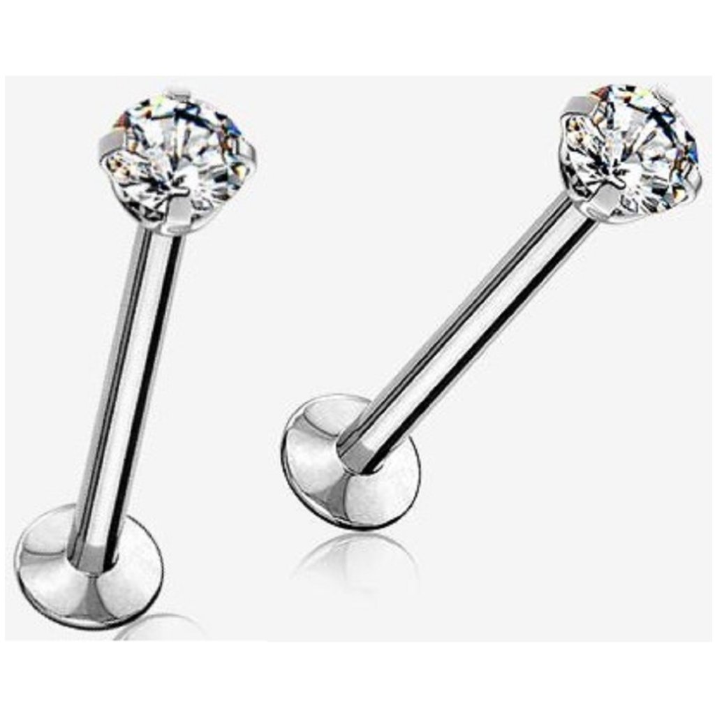 2pc Lip Monroe Medusa Labret Stud Clear Crystal Gem Set